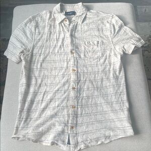 Lucky Brand Cream and Gray Striped Casual Shirt